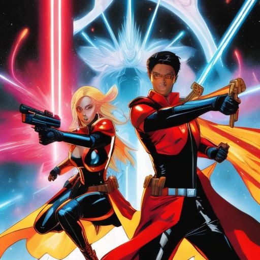 Marcus and Maya Antares in Space Opera Battle