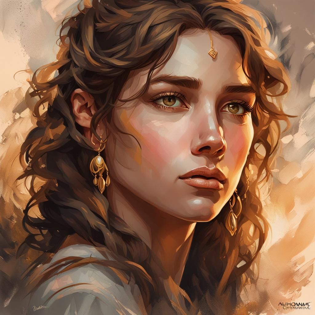 Detailed Portrait of a Young Woman in Digital Art Style