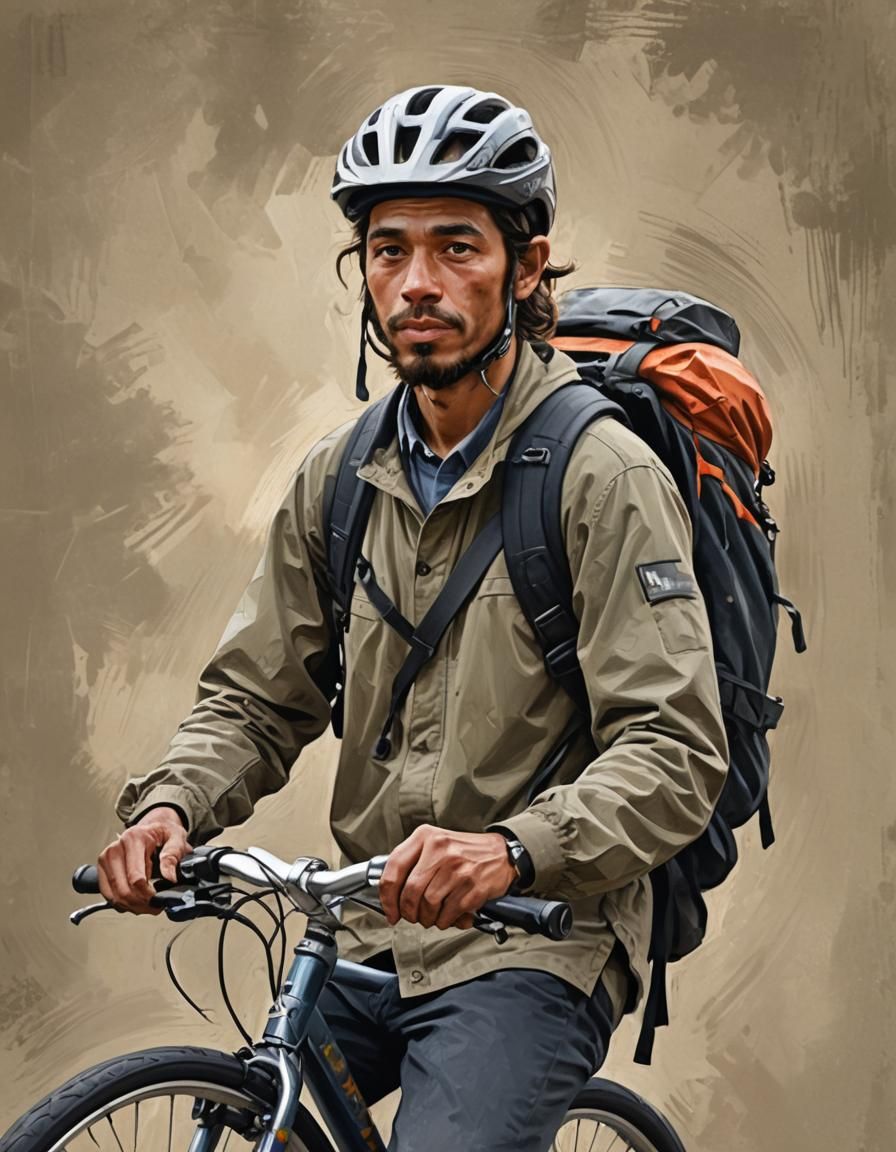 Bike Messenger: Painterly Digital Portrait