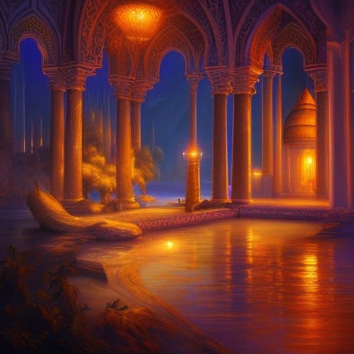 Hyperdetailed Arabian Nights Matte Painting