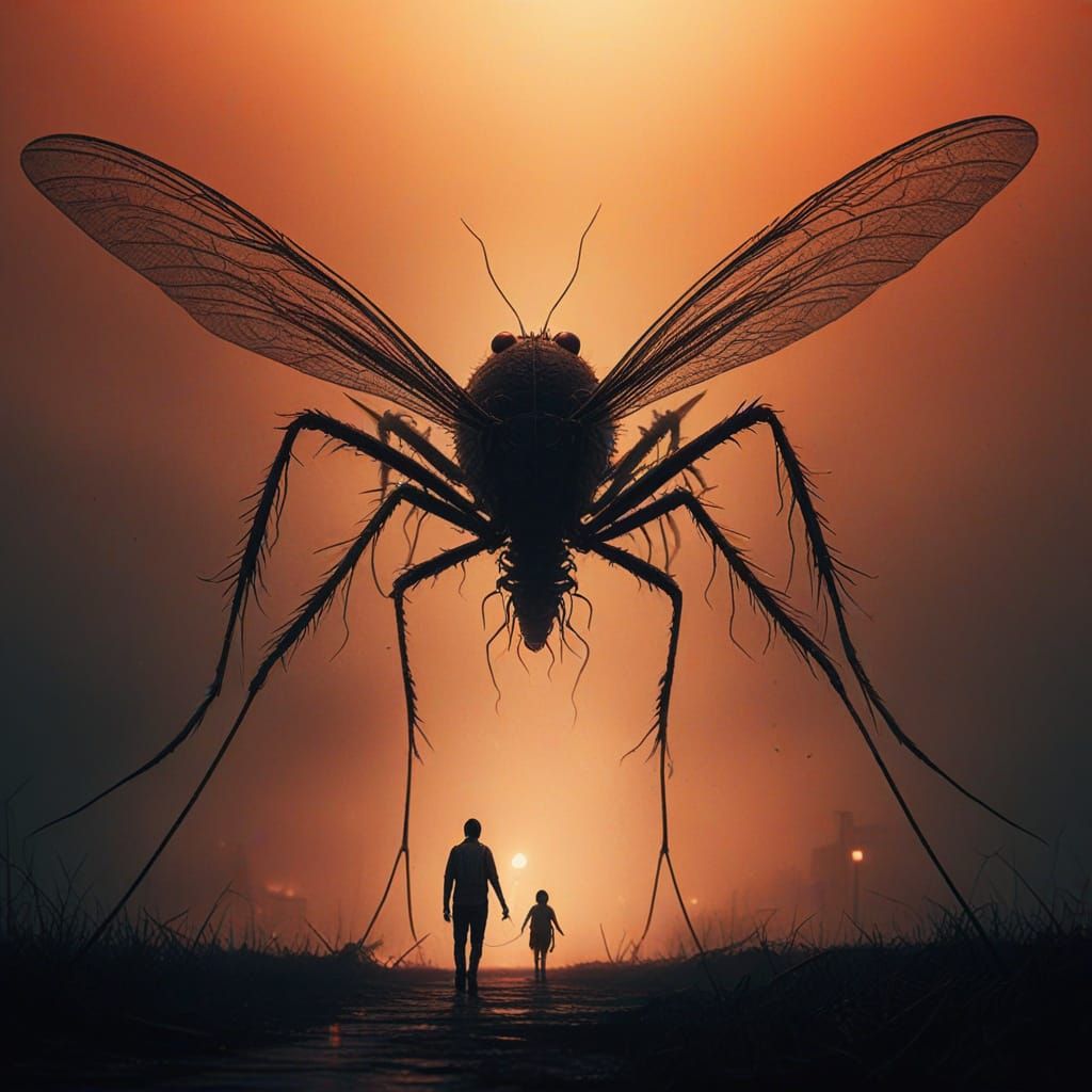 Giant Mosquito in Apocalyptic Fog, a Dark Fantasy