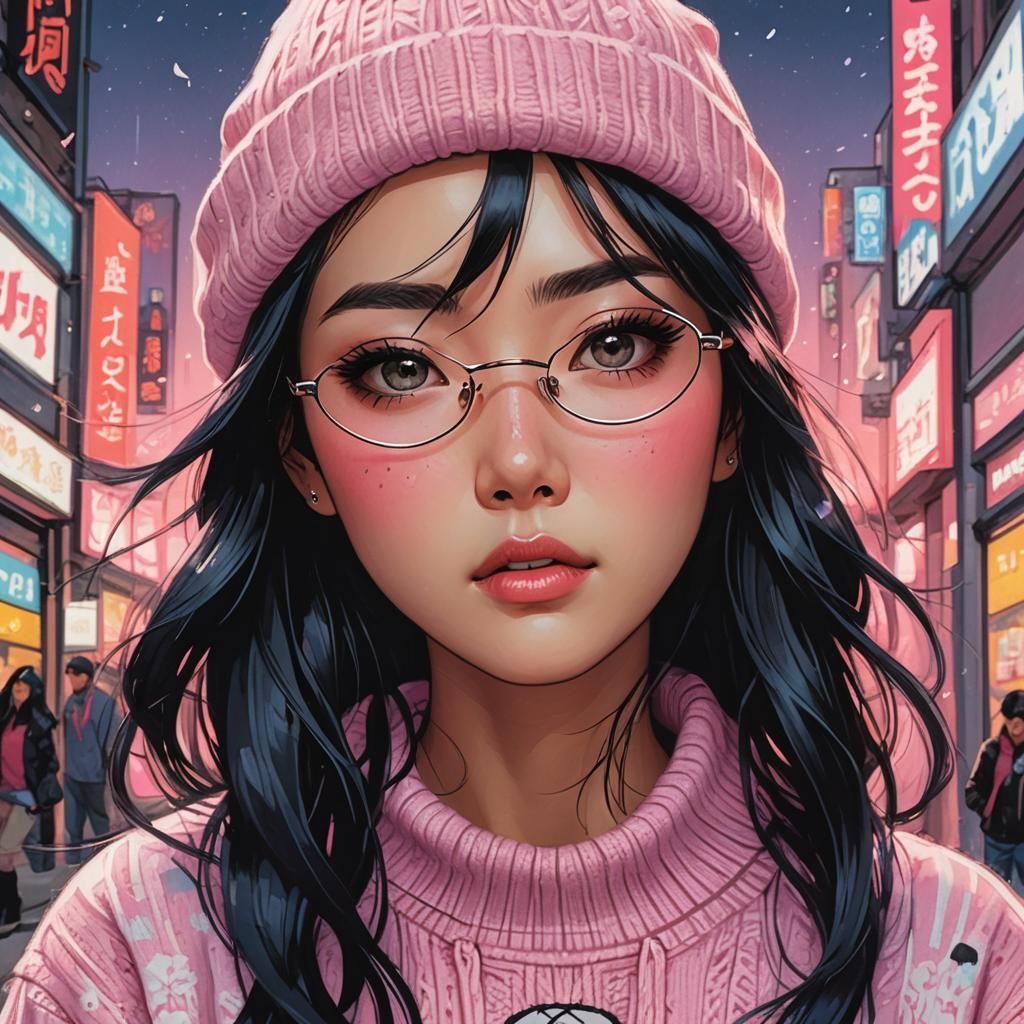 Heartbroken Korean Girl in Comic Book Art Style