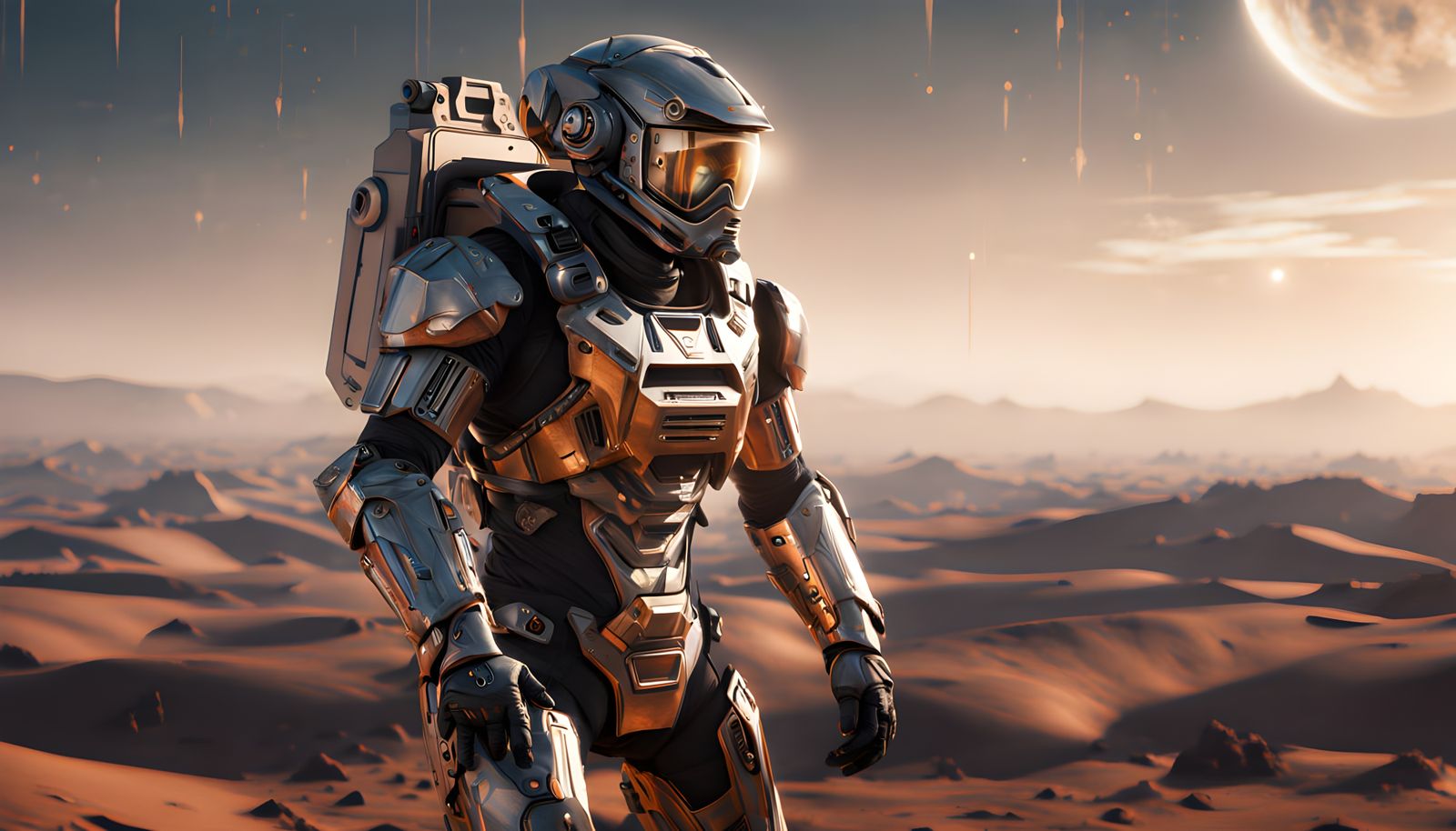 Futuristic Space Warrior in Hyperrealistic 8K Rendering