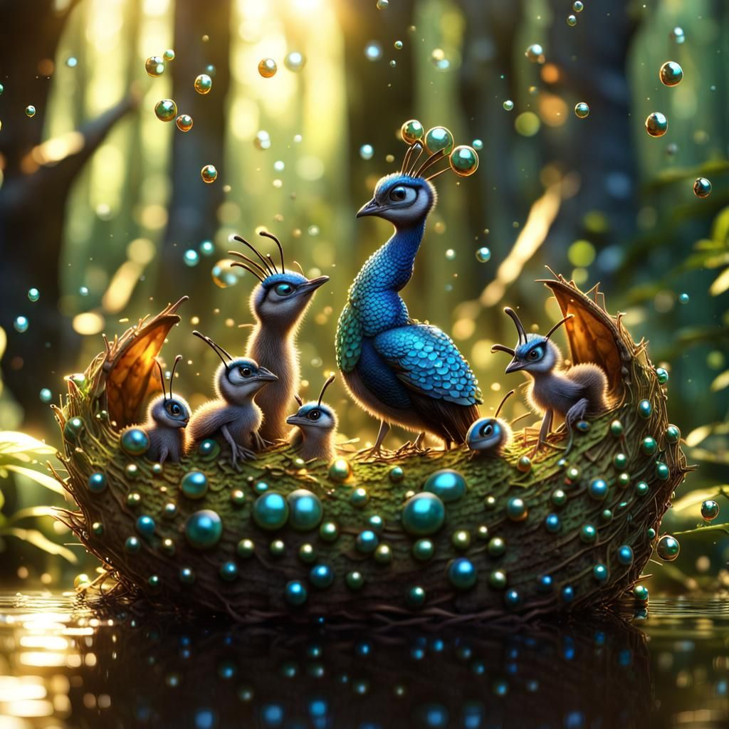3D Photo of Baby Dragons in Backlit Forest