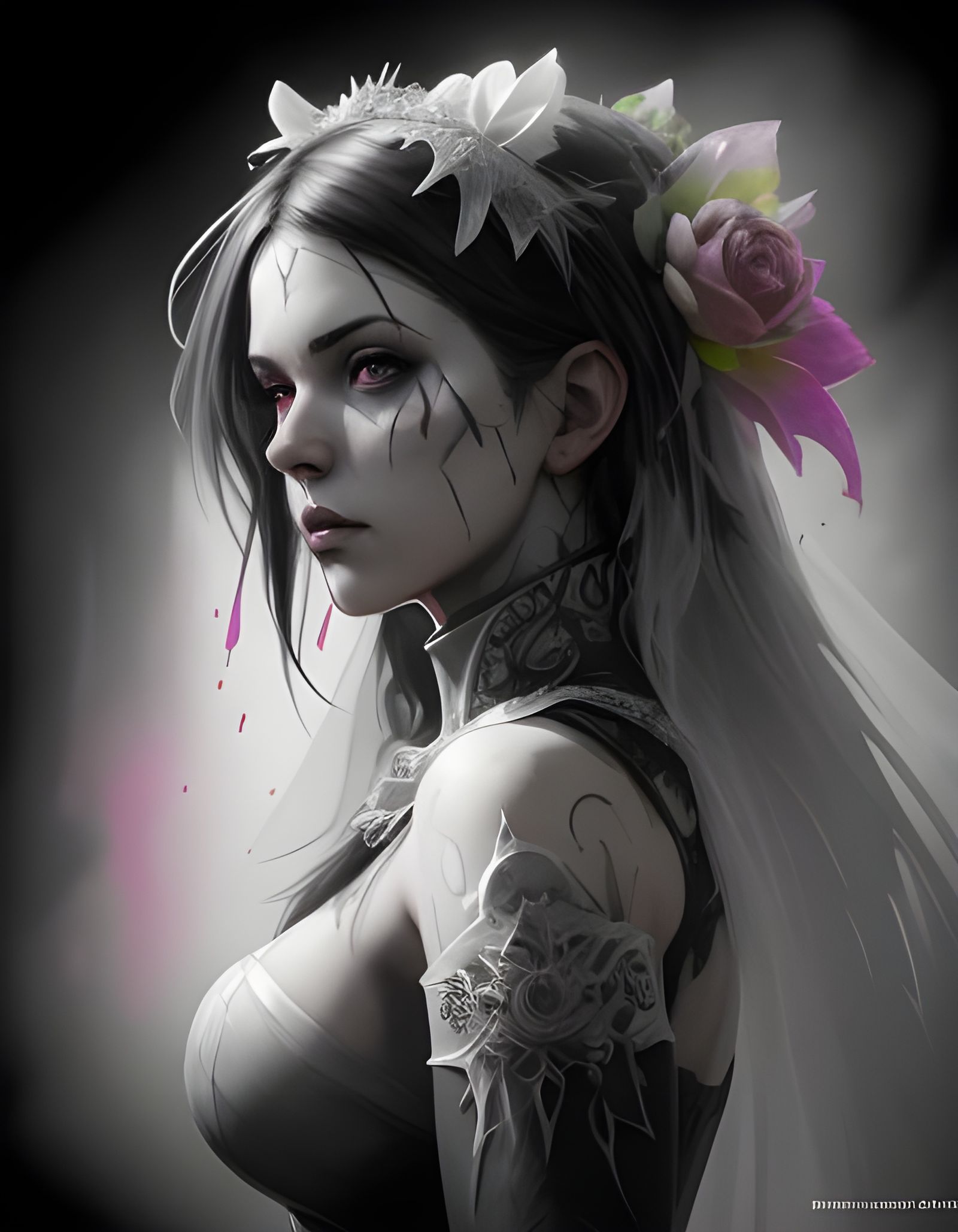 Gothic Bride Portrait in Dramatic Lighting