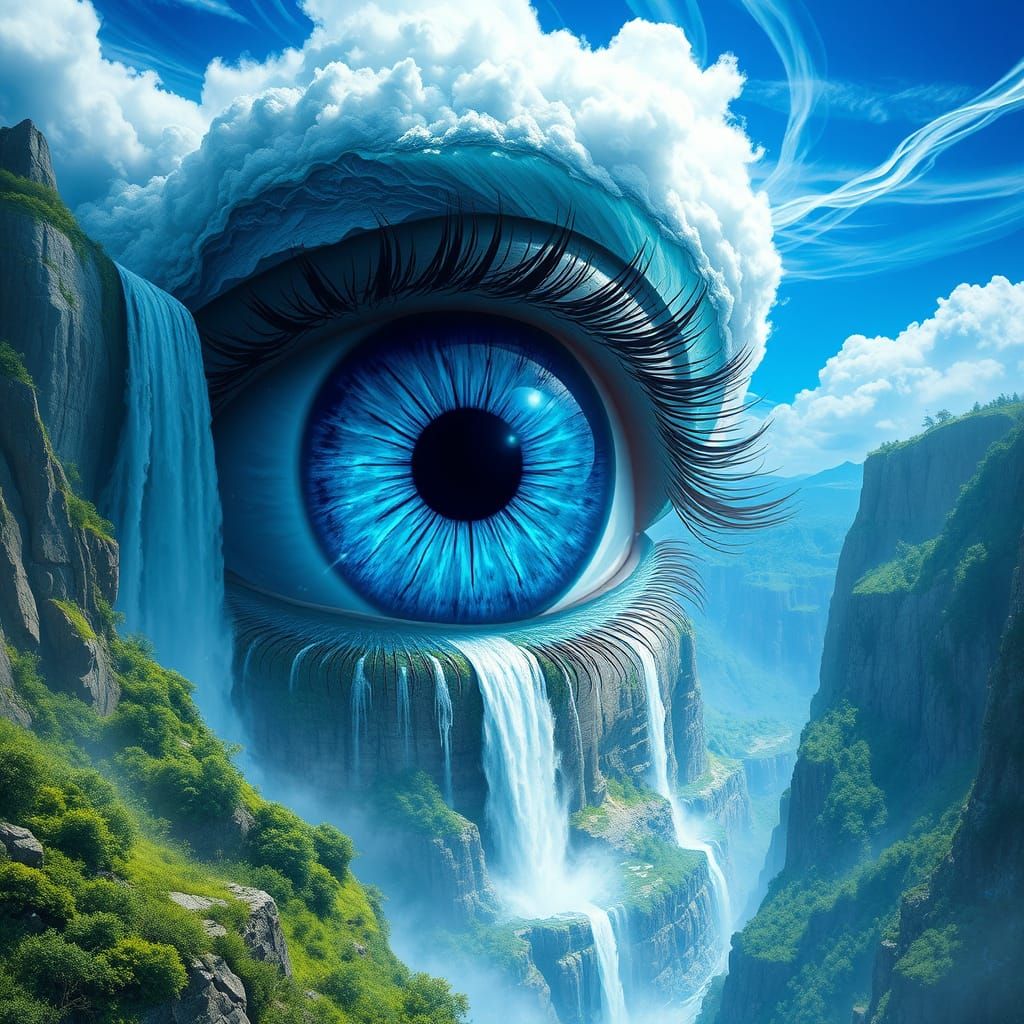 Surreal Crystal Eye Reveals Majestic Canyon Landscape