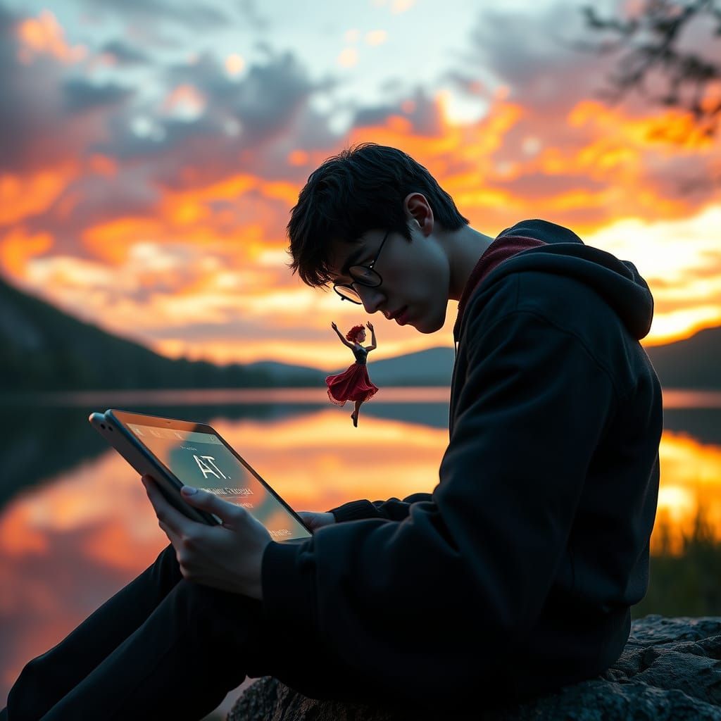 Magical Sunrise Lake with AI Art Creation