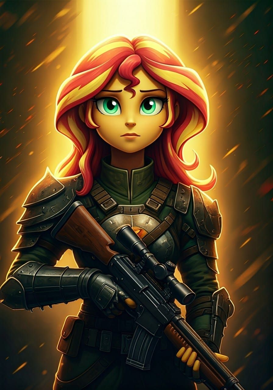 Armored Warrior in Radiant Golden Light