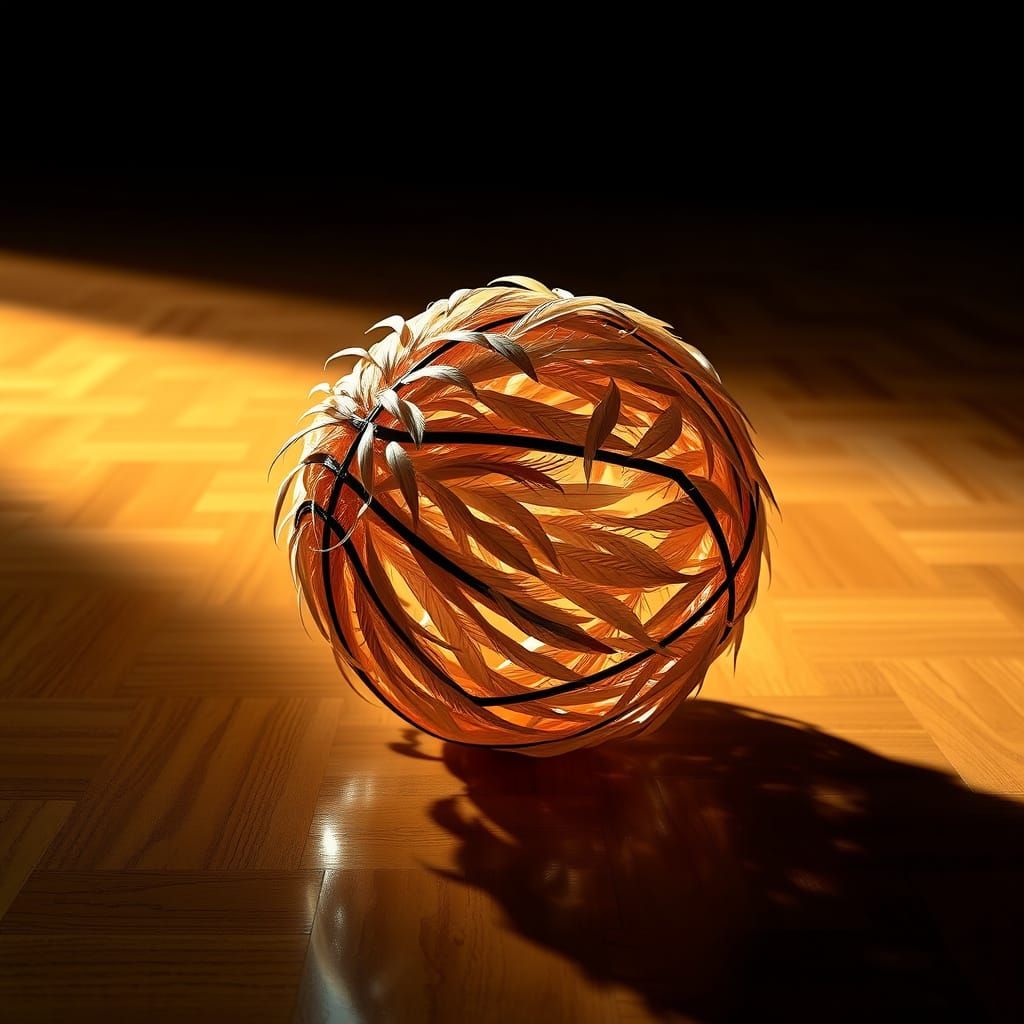 Feather Basketball in Retro-Futuristic Style