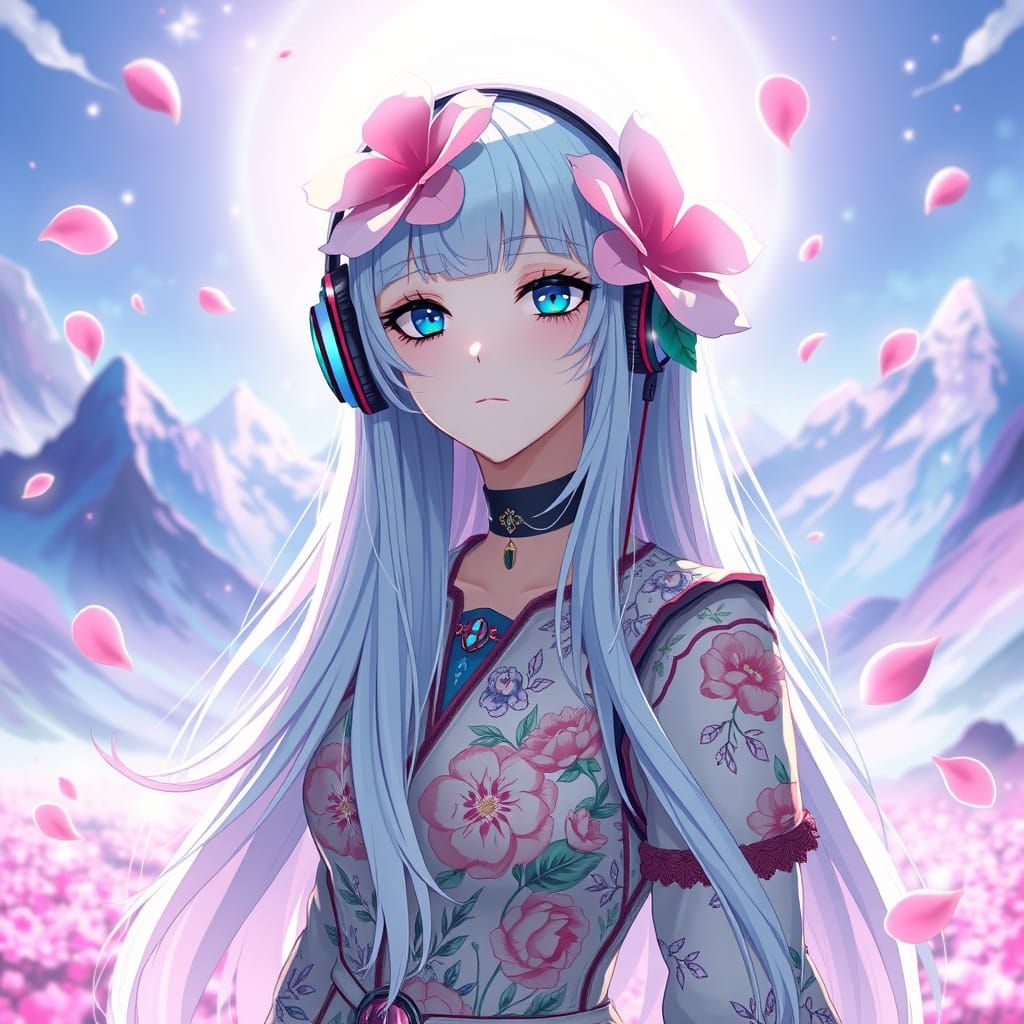 Futuristic Girl in Pastel Dreamscape