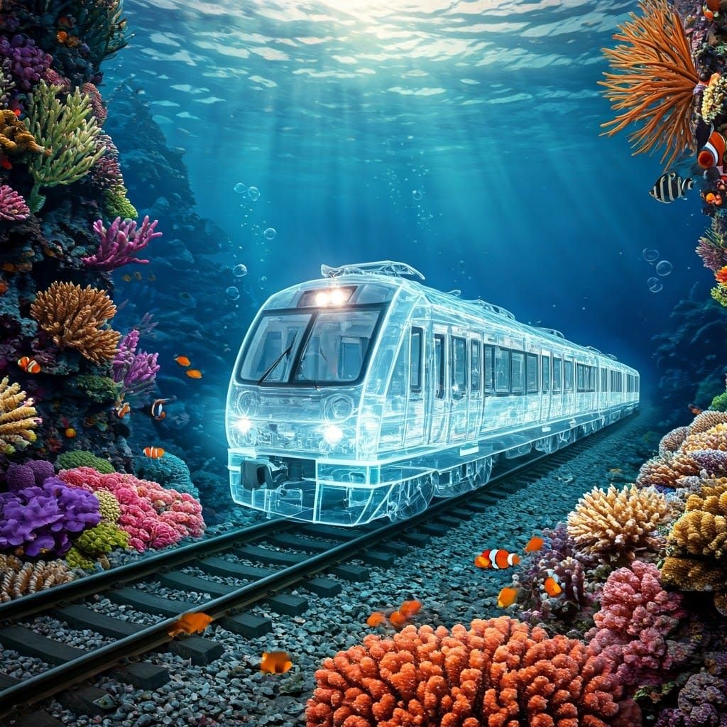 Surreal Glass Train Illuminates Tropical Coral Reef