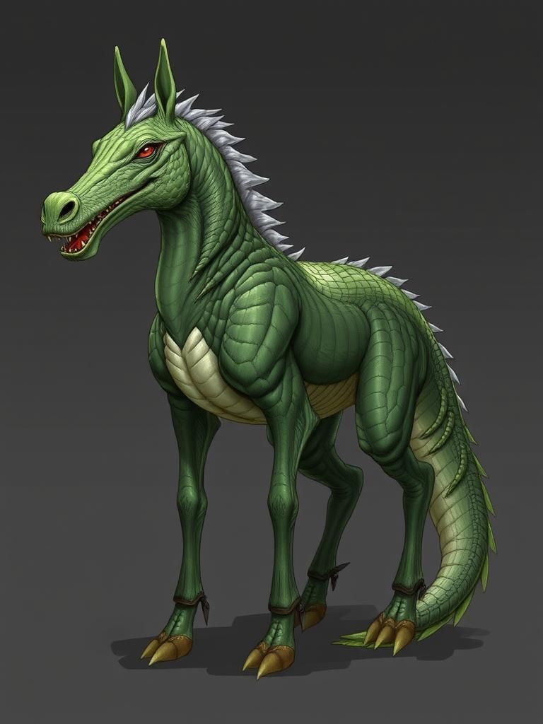 Hybrid Crocodile-Horse Creature Concept Art Illustration