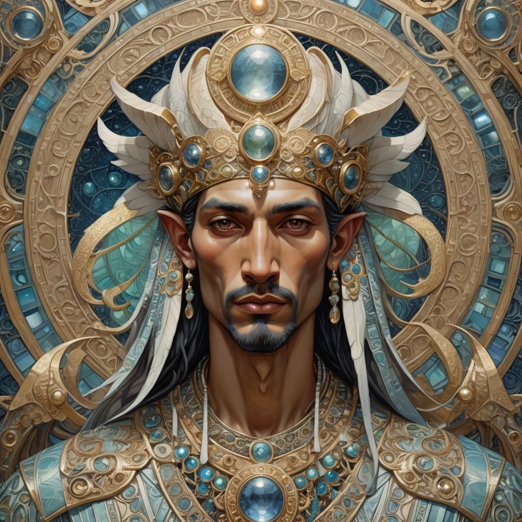 Thoth Portrait in Surreal Art Nouveau Style