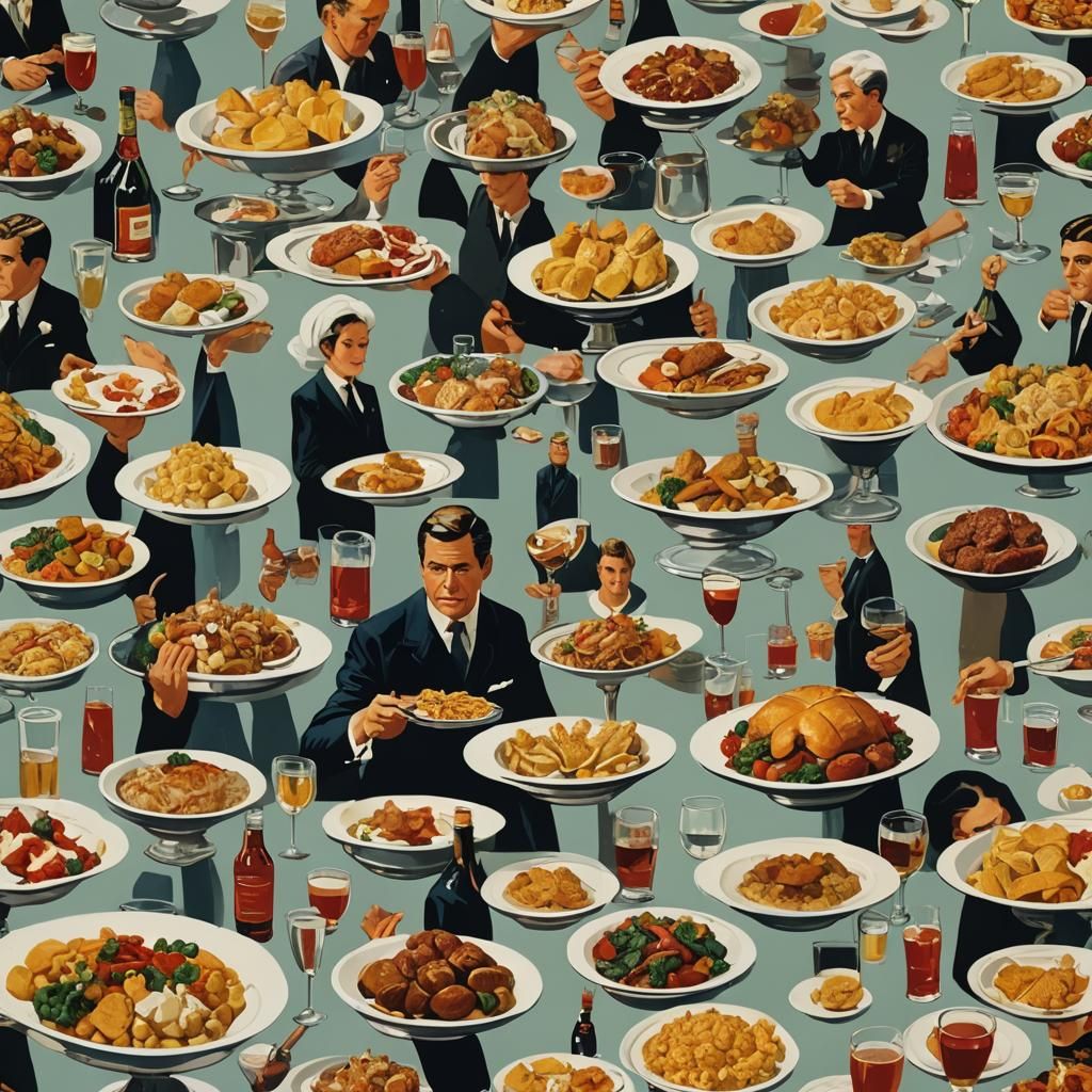 Dynamic Food Illustration in Bob Peak Style