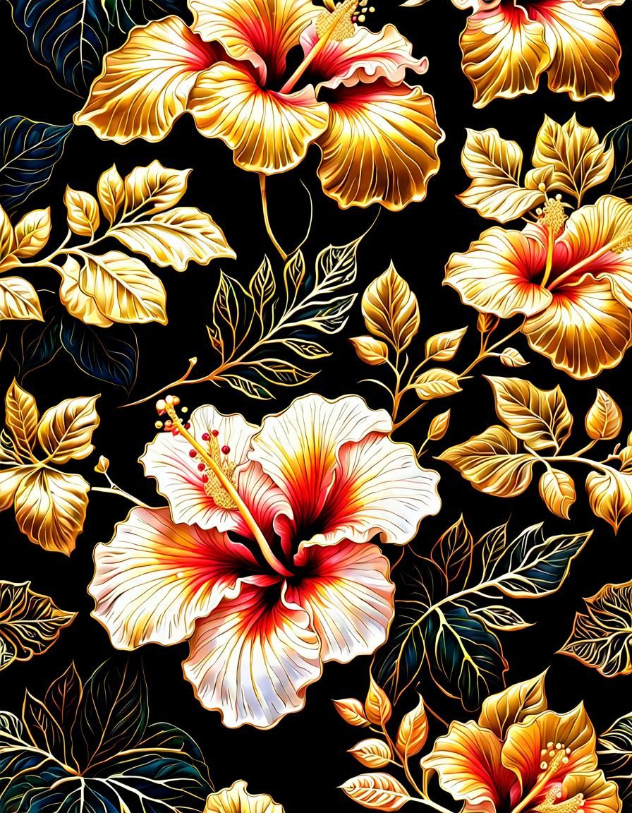 Hibiscus Design In Batik
