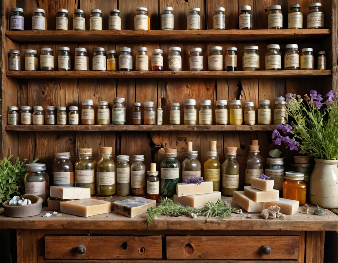 Handmade Soaps and Herbal Remedies in Oil Painting