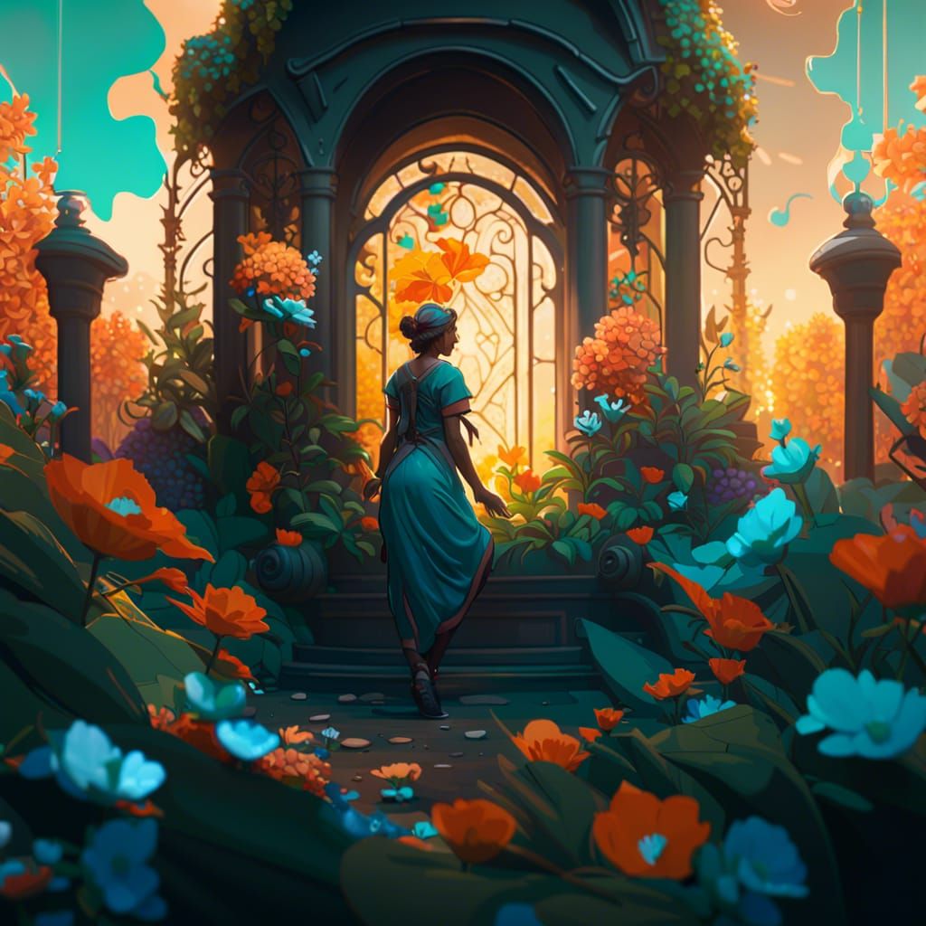 Secret Flower Garden in Art Nouveau Style