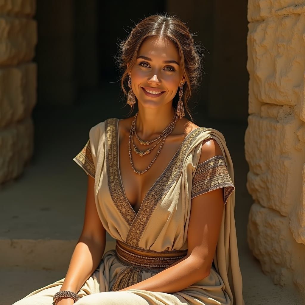 Ancient Goddess Smiles with Joy