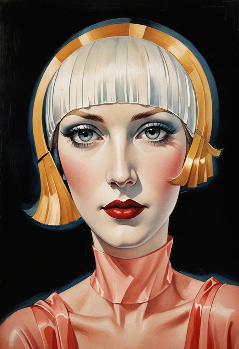 1920s Flapper Portrait in Art Deco Style