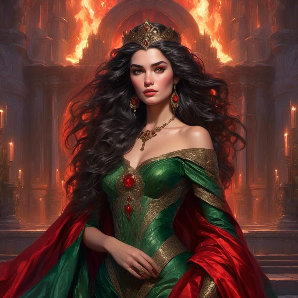 Evil Gothic Mage with Fire in Castle Throne Room