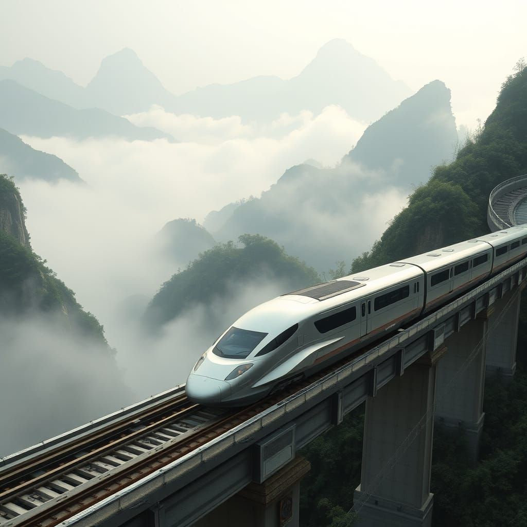 High-Speed Train in Chongqing China: Futuristic Landscape