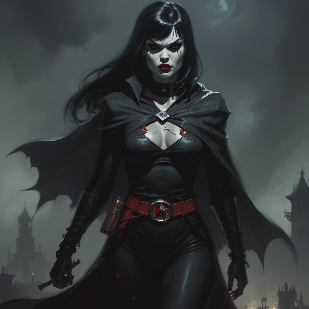 Sinister Vampirella in Dark Fantasy Style