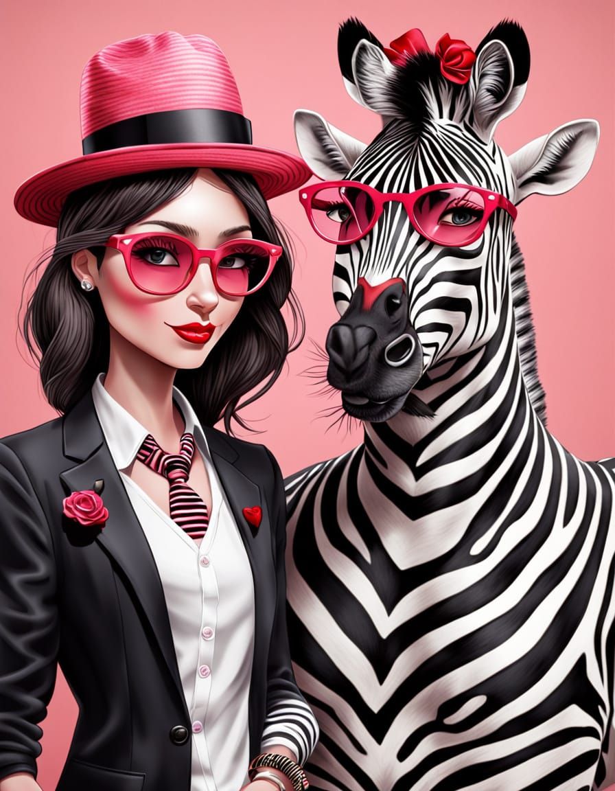 Romantic Zebra Couple on Valentine's Day