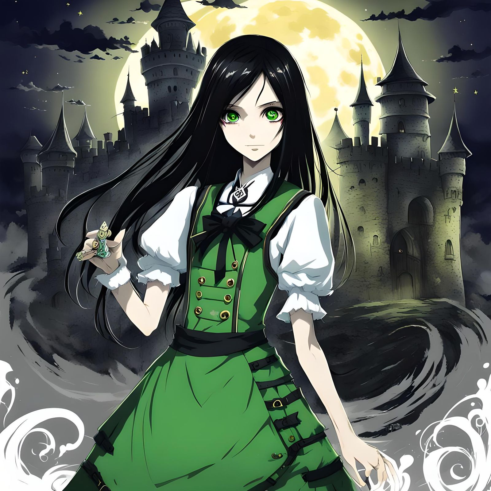 Anime Style: Alice at Dark Castle Under Moon