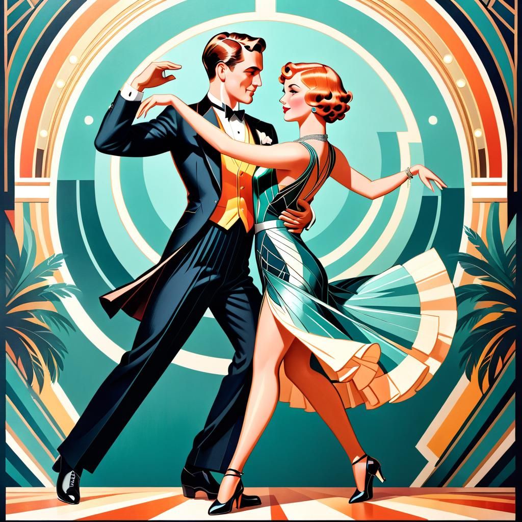 Charleston Dance: A Retro Art Deco Illustration