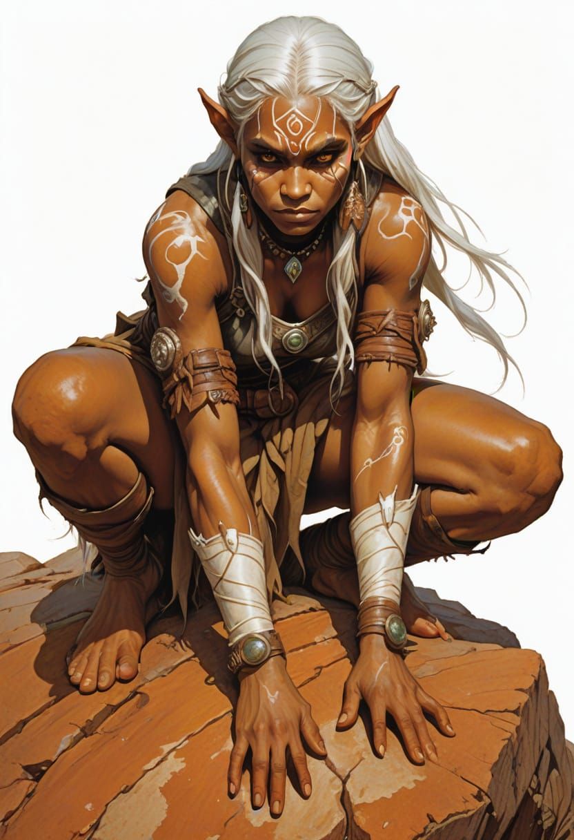 Australian Aboriginal Elf Maiden in Heroic Fantasy Style