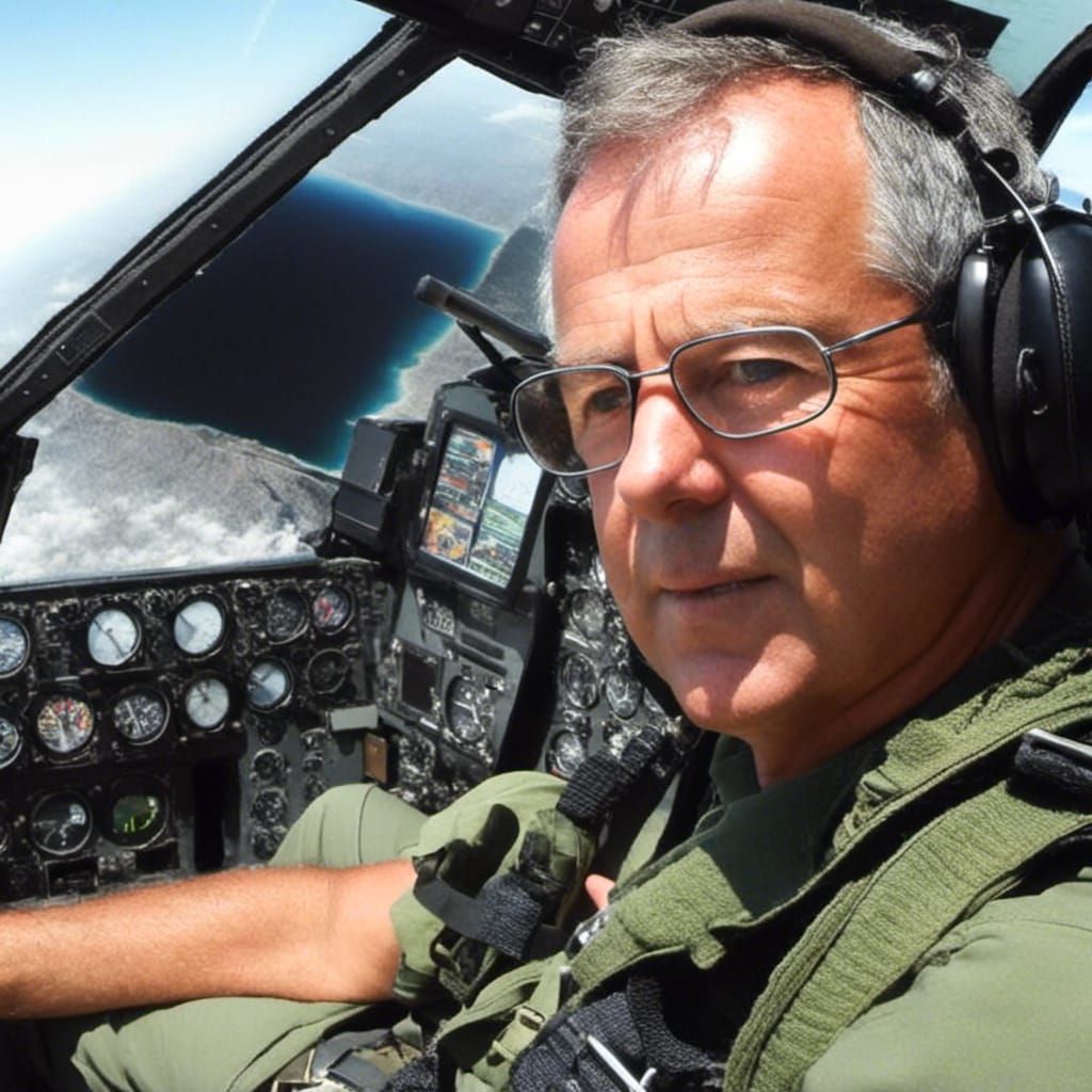 Fighter Pilot in Cockpit Portrait