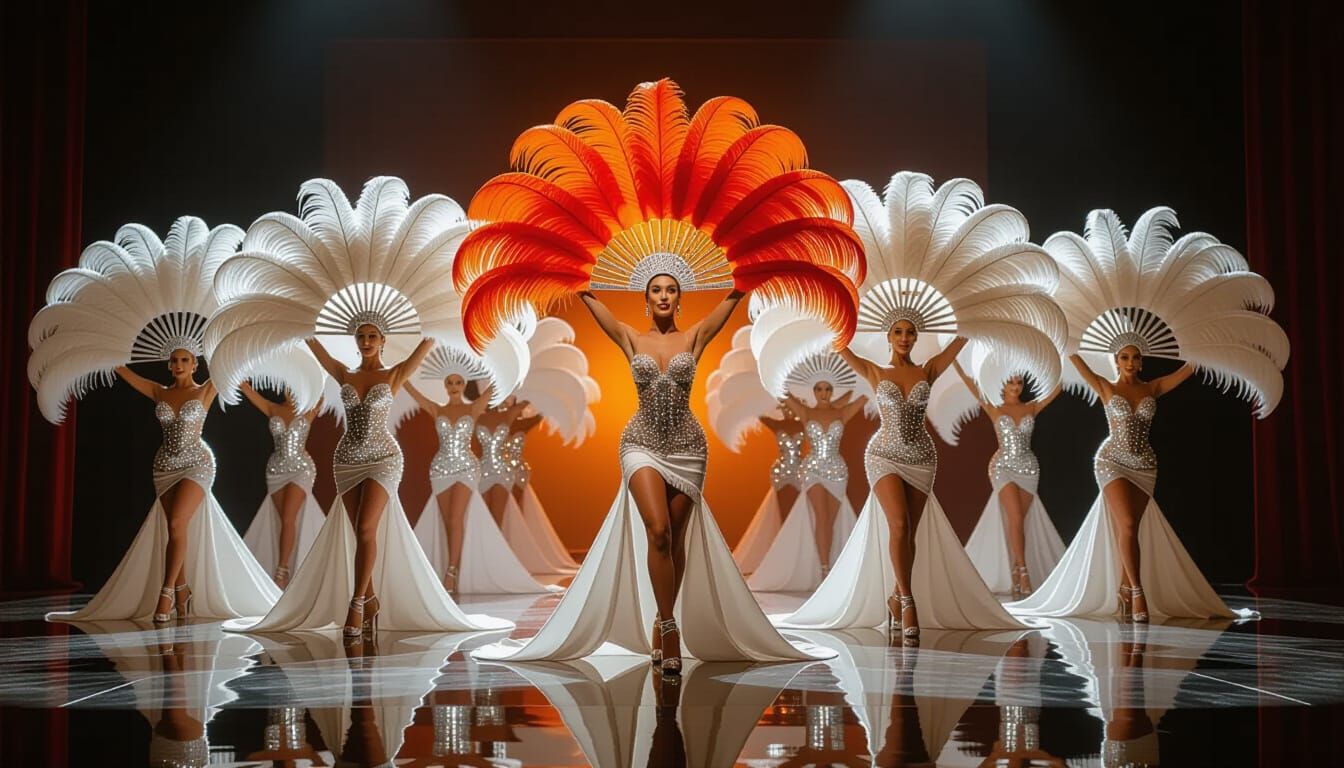 A group of showgirls on stage