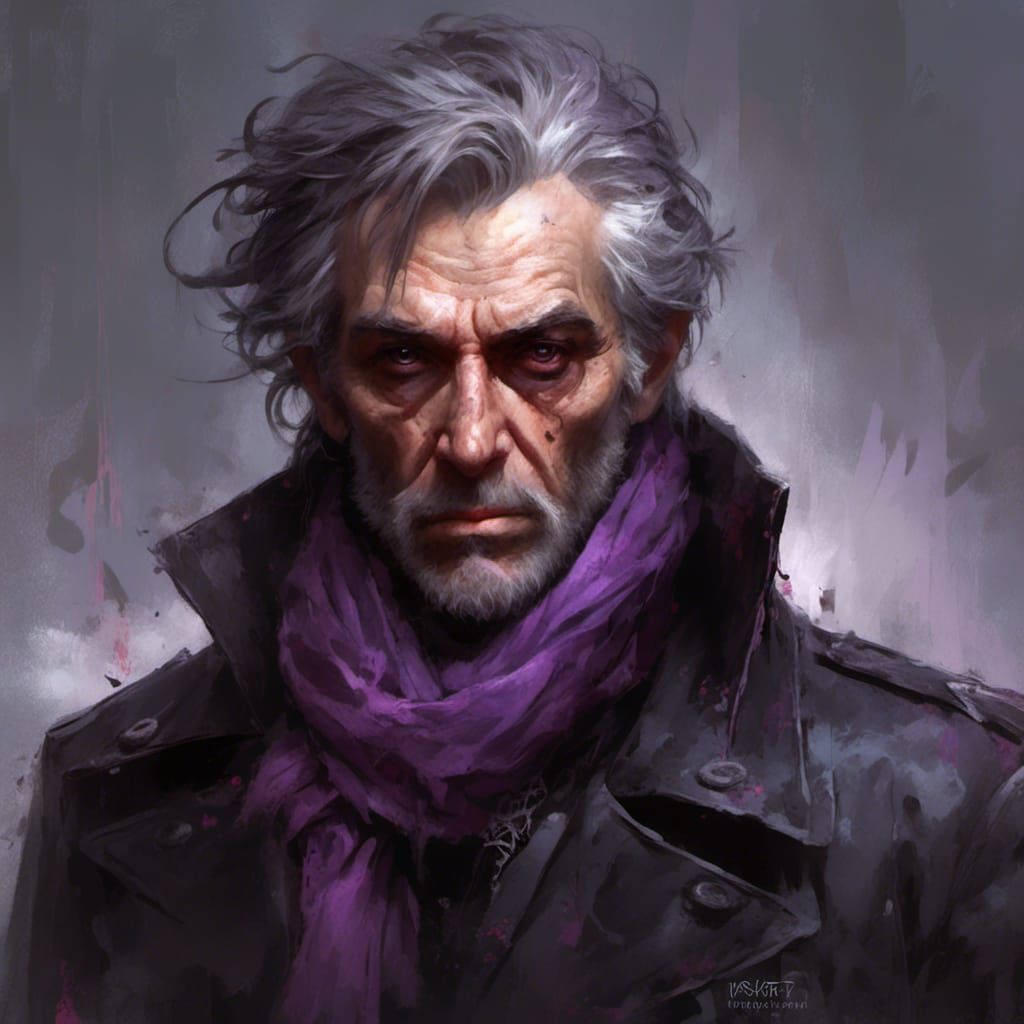 Intricate Portrait of Older Man with Raven Aesthetic