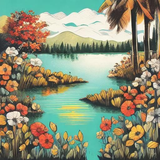 Man Fishing in Underpants: Retro Drawing