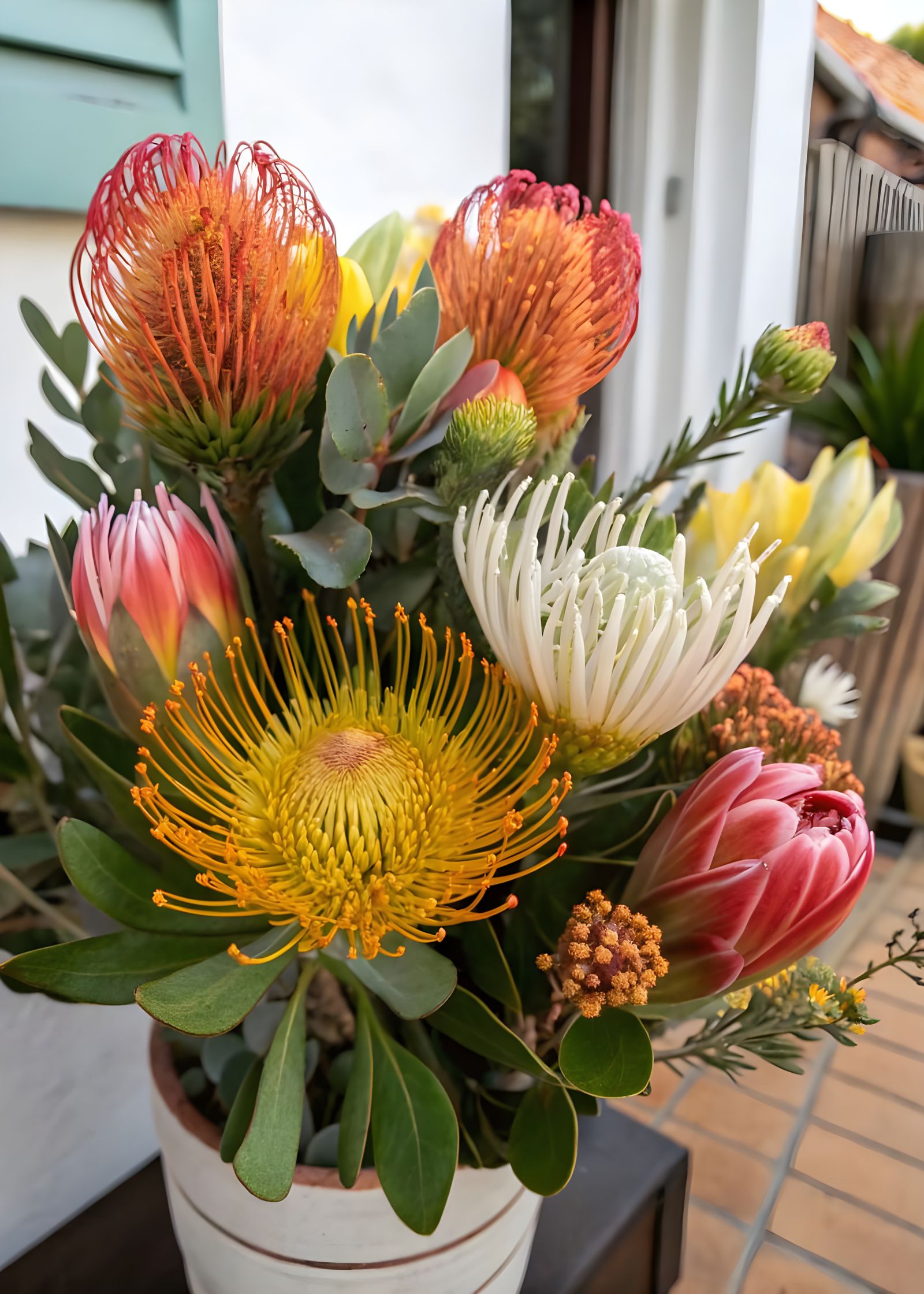 Bouquet of Leucospermum and Protea species