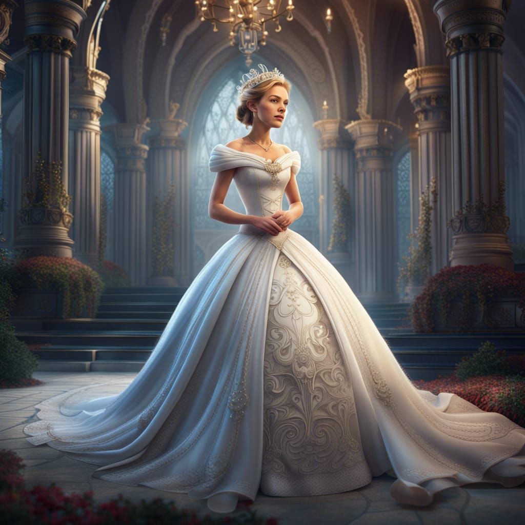 Cinderella in Princess Kate Wedding Dress: Detailed Matte Pa...