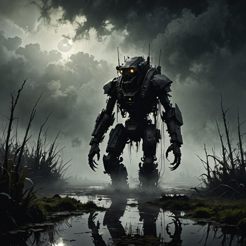 Grunge Creature Emerges from Dark Swamp