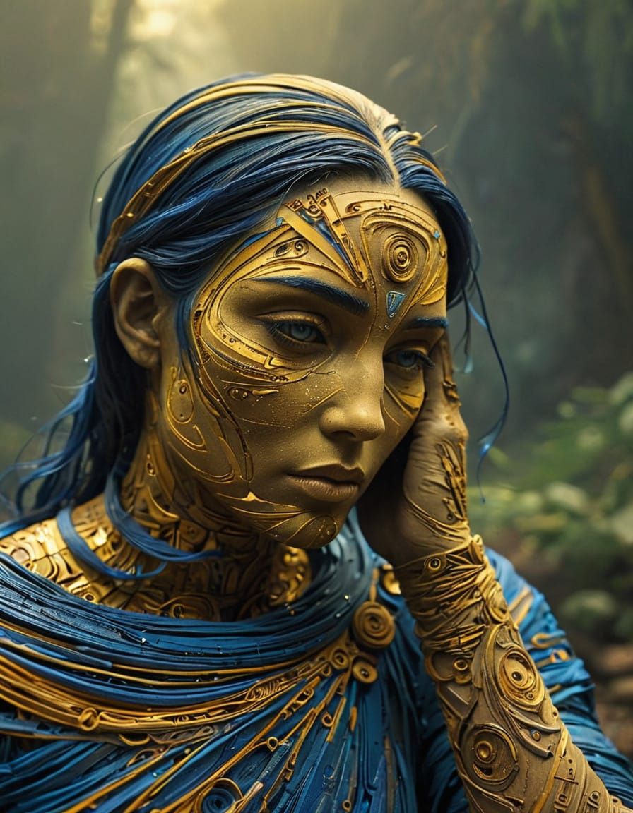 Melancholic Figure Lost in Contemplative Sorrow