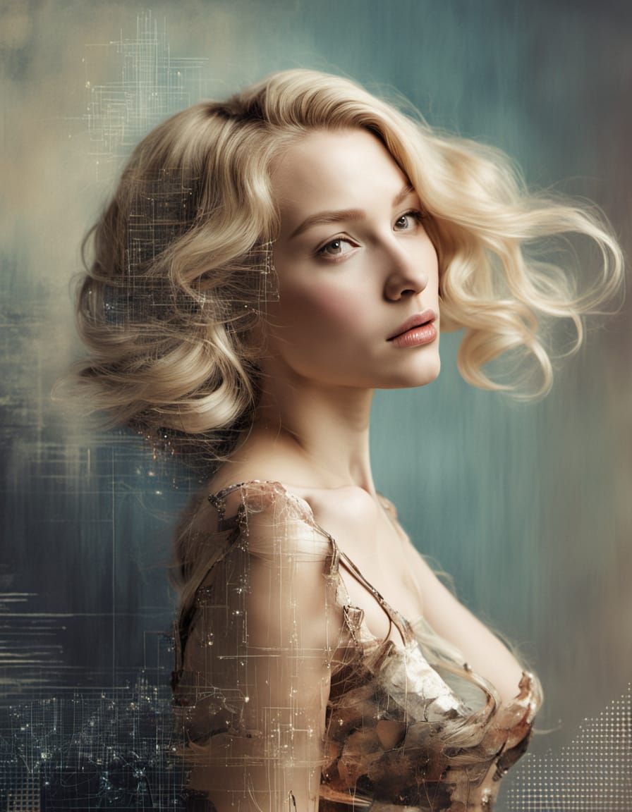 Ryoji Ikeda-Inspired Glitch Art of 1950s Pin-Up