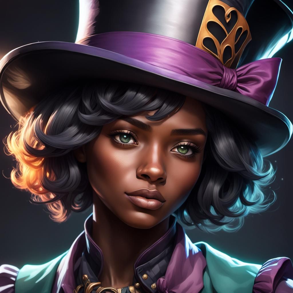 Mad Hatter Portrait of Black Teenage Girl