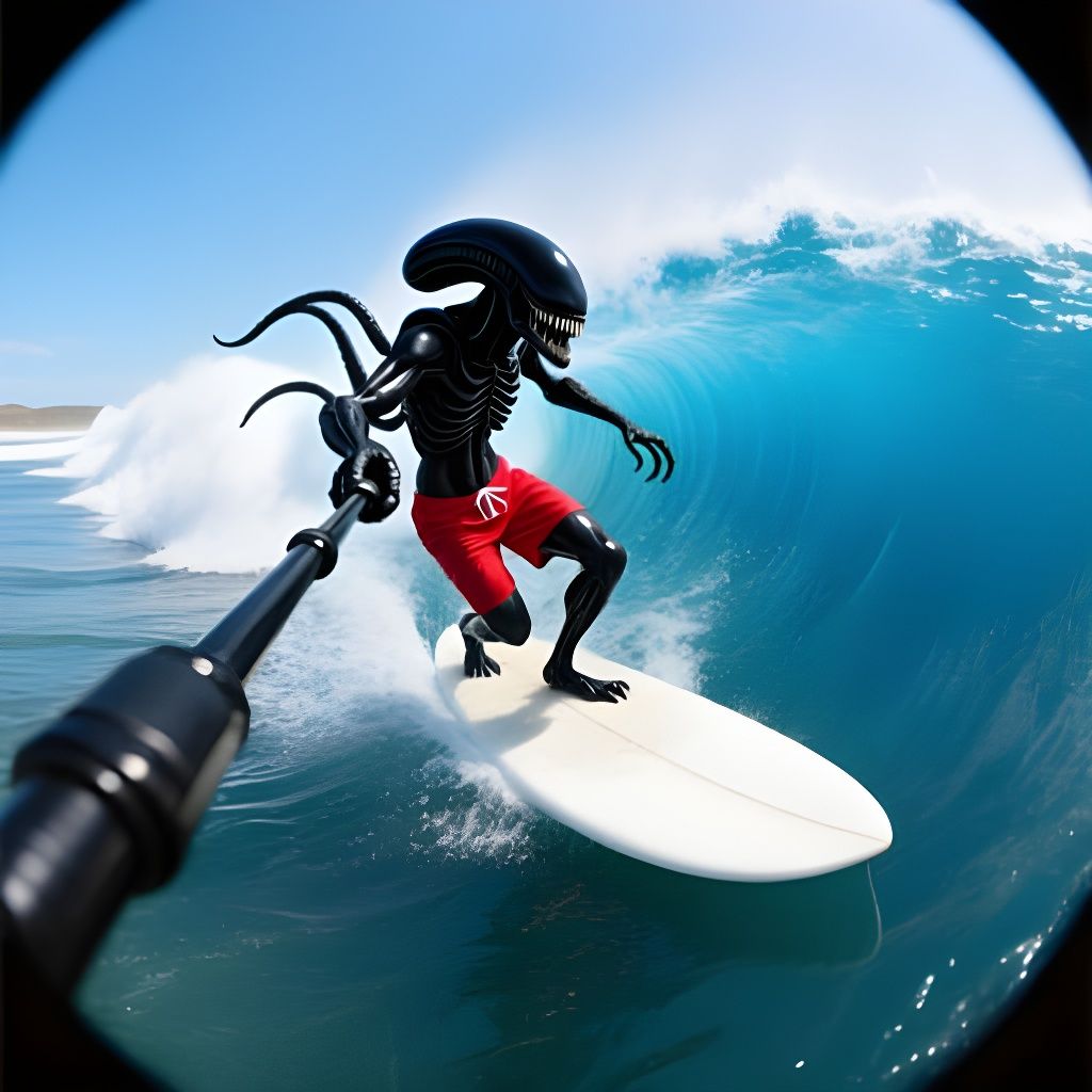 Xenomorph Surfing Fisheye Selfie