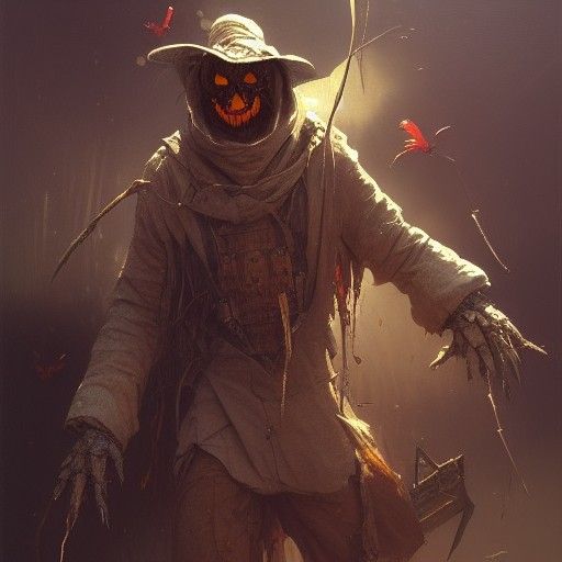 Detailed Scarecrow in Electric Colors