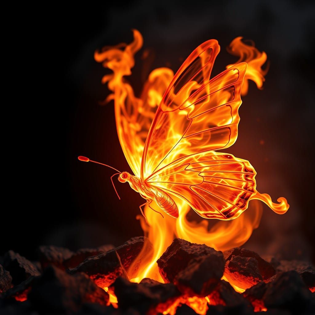 Flaming Butterfly Emerges from Inferno in 4K Detail