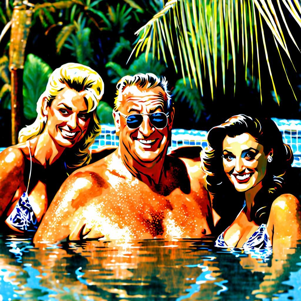 Humorous Hot Tub Scene with Smiling Man