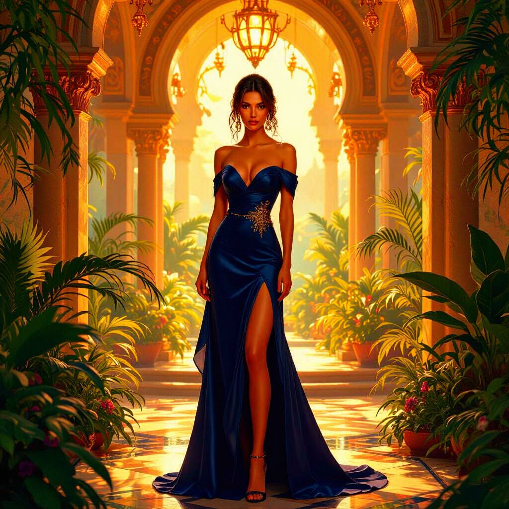 Detailed Matte Painting of a Self-Confident Woman