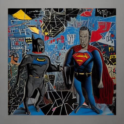 Batman Versus Superman in Abstract Cubist Style