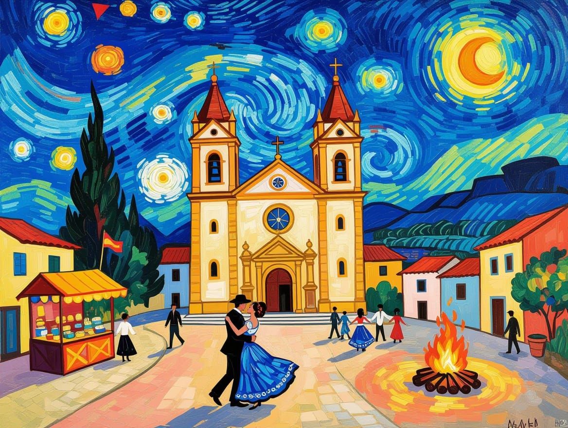 Festa Junina: Pampulha Church in Van Gogh Style