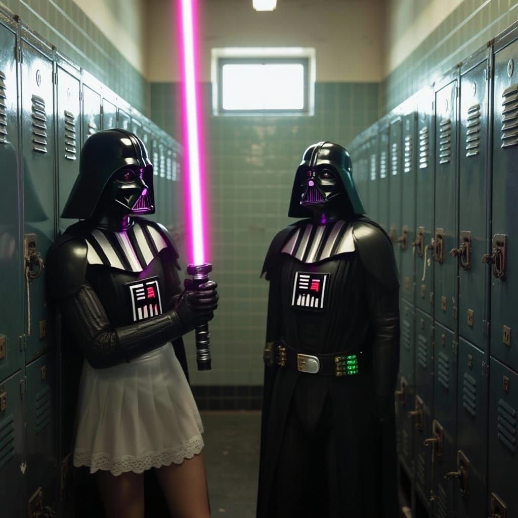 Darth Vader Holding a Pink Glowing Lightsaber