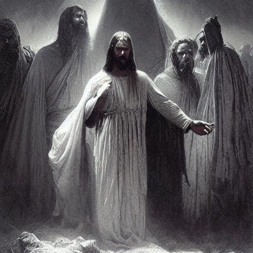 Horrific Vision of Jesus in Engraving Style