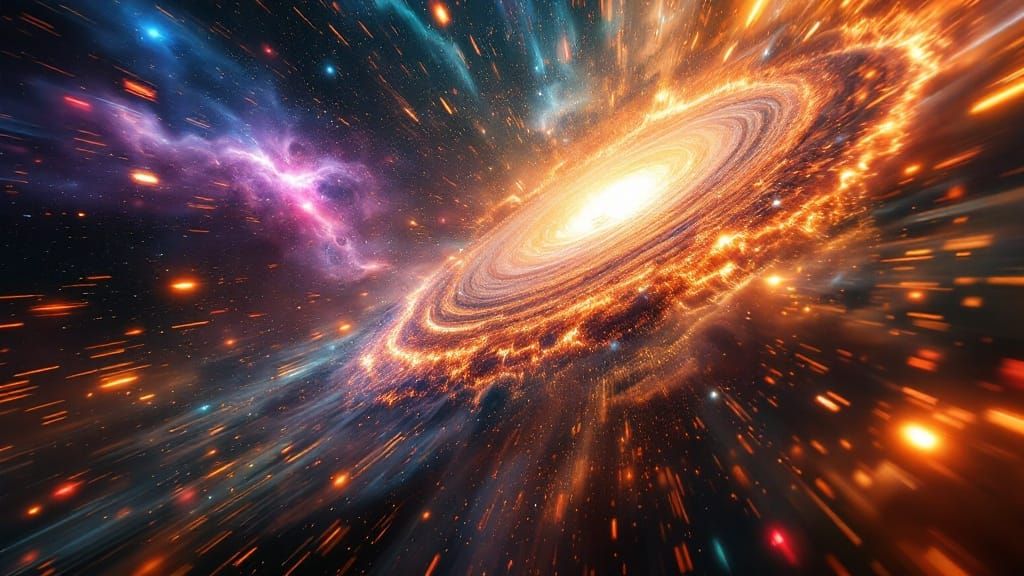 Hyperspeed Spacecraft Accelerating Through Exotic Galaxy